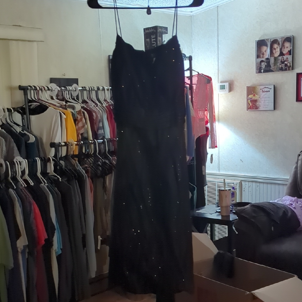 Blu Sage Strapless Black Dress with Sparkle
